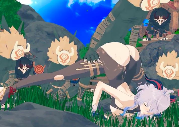 [GNS-001] 甘雨被怪物强袭，巨乳沦陷爆操内射